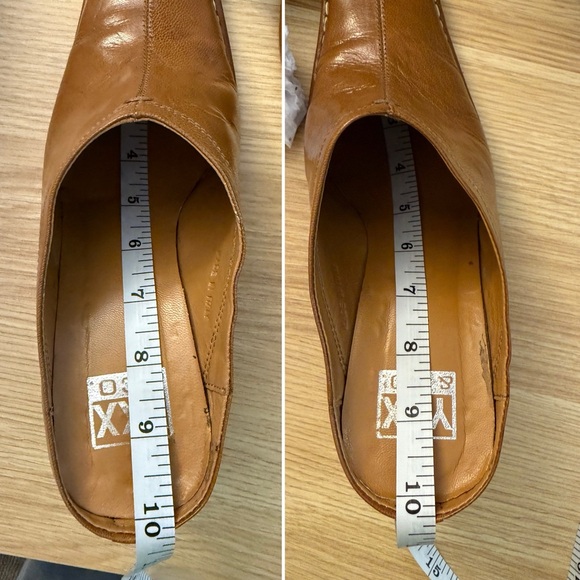 YKX and Co Brown Leather Square Toe Heeled Mules Size 7.5 Shoes - Picture 12 of 12